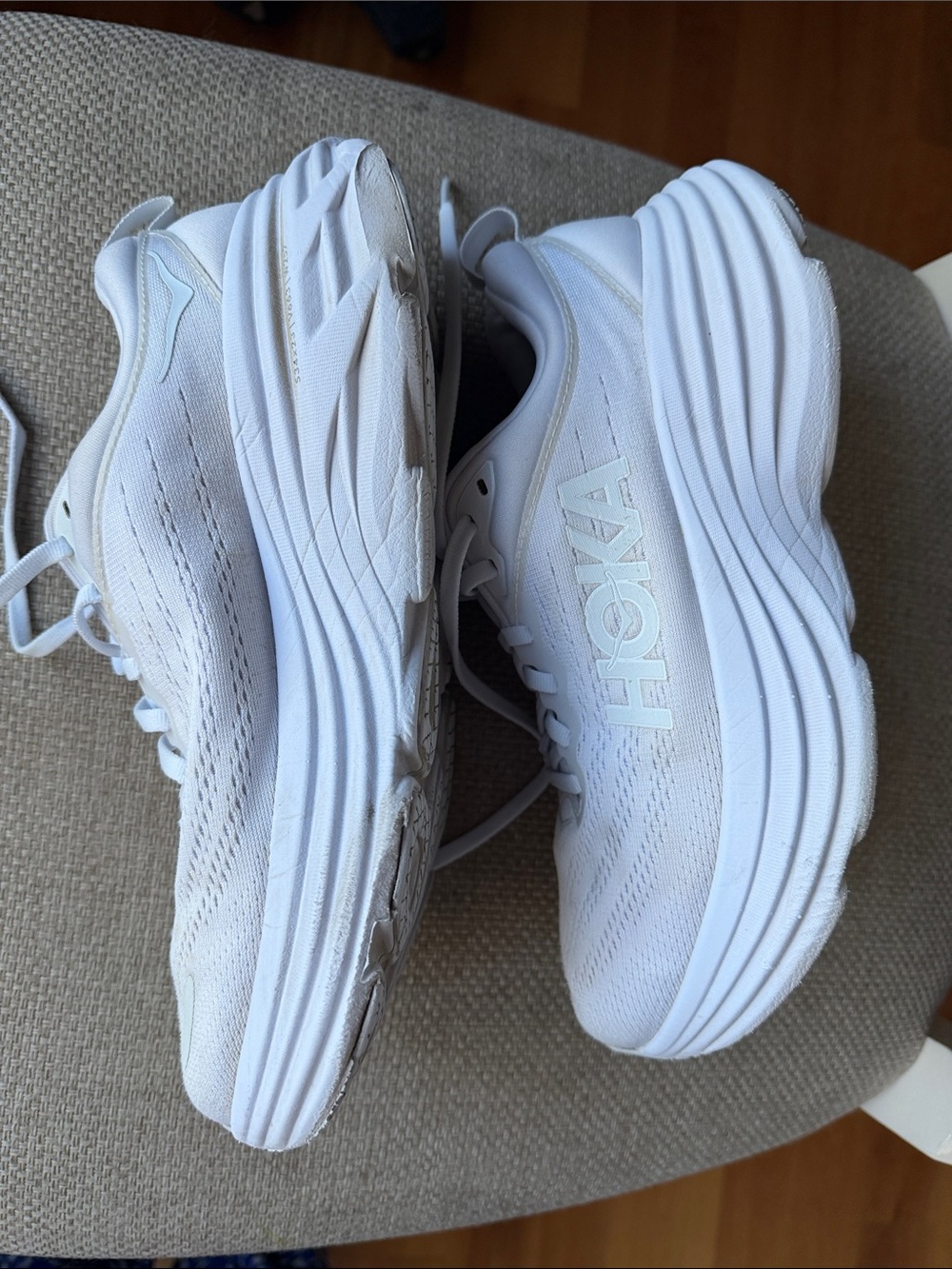 Hoka Bondi 8 White Cushioned Running Sneakers - Picture 13 of 13